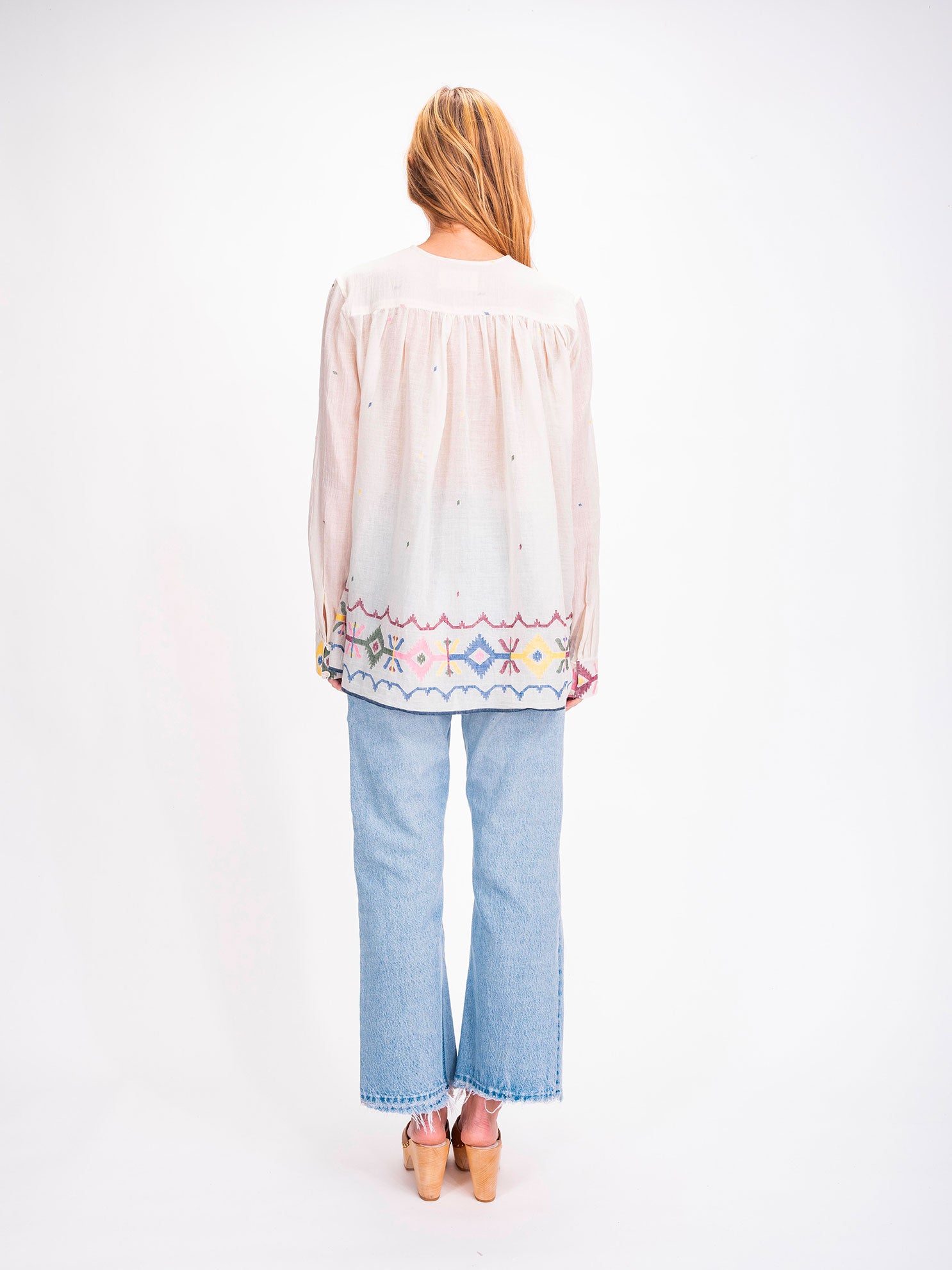 Cramp blue embroidered tie and dye shirt