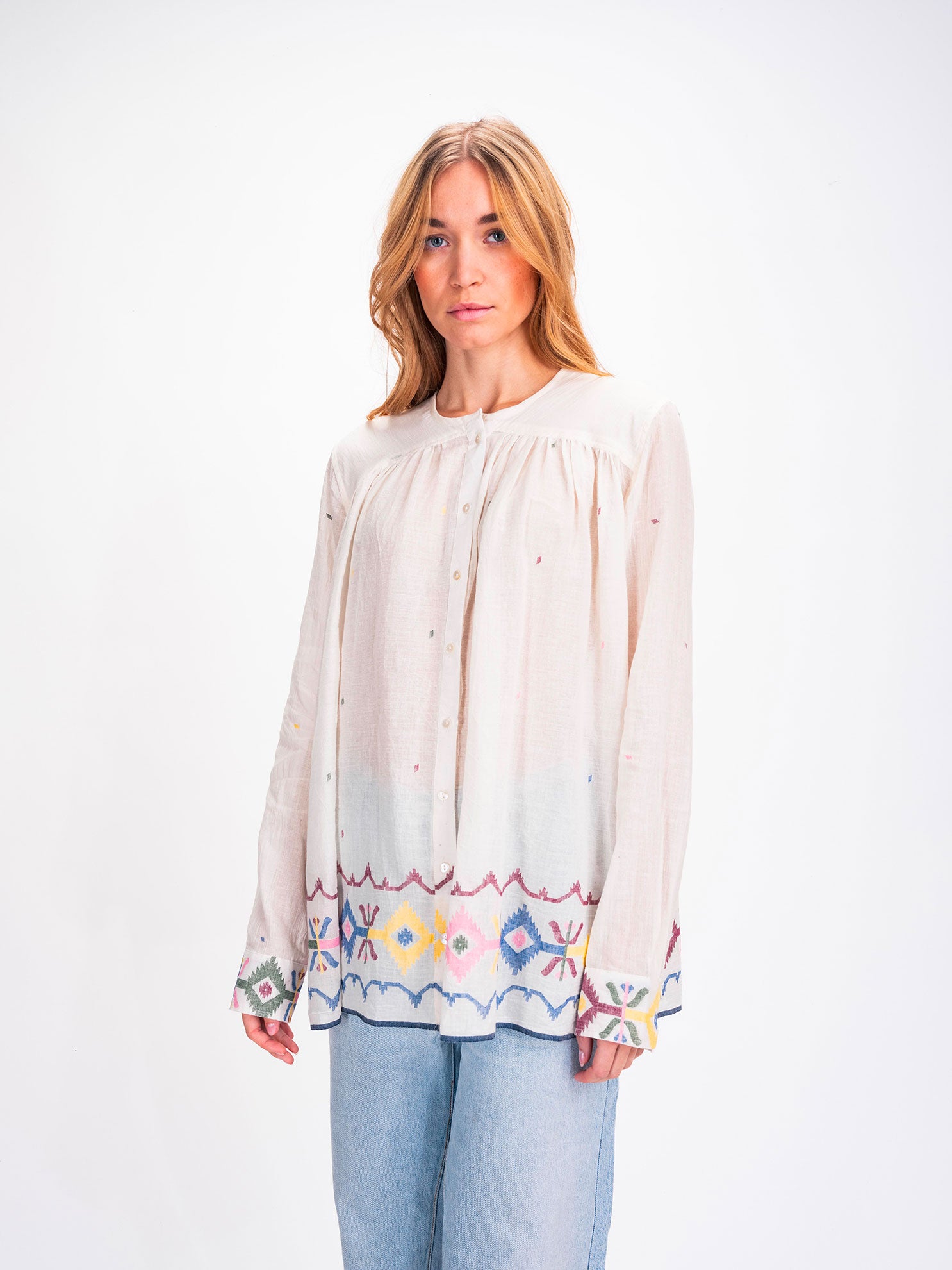 Cramp blue embroidered tie and dye shirt