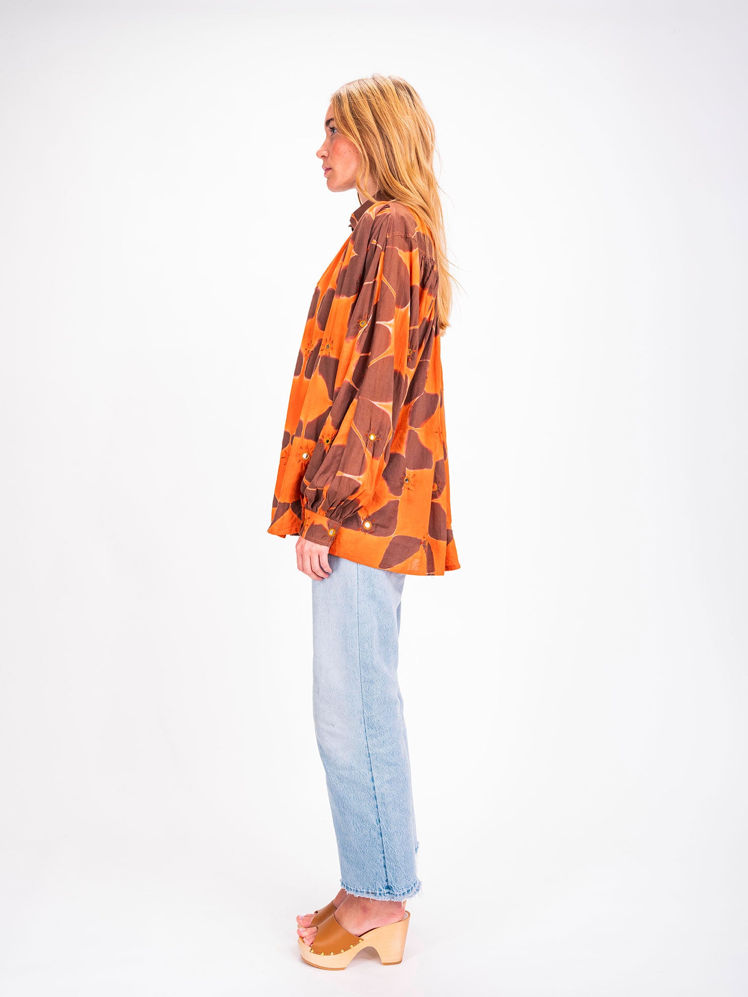 Cramp embroidered orange tie and dye shirt