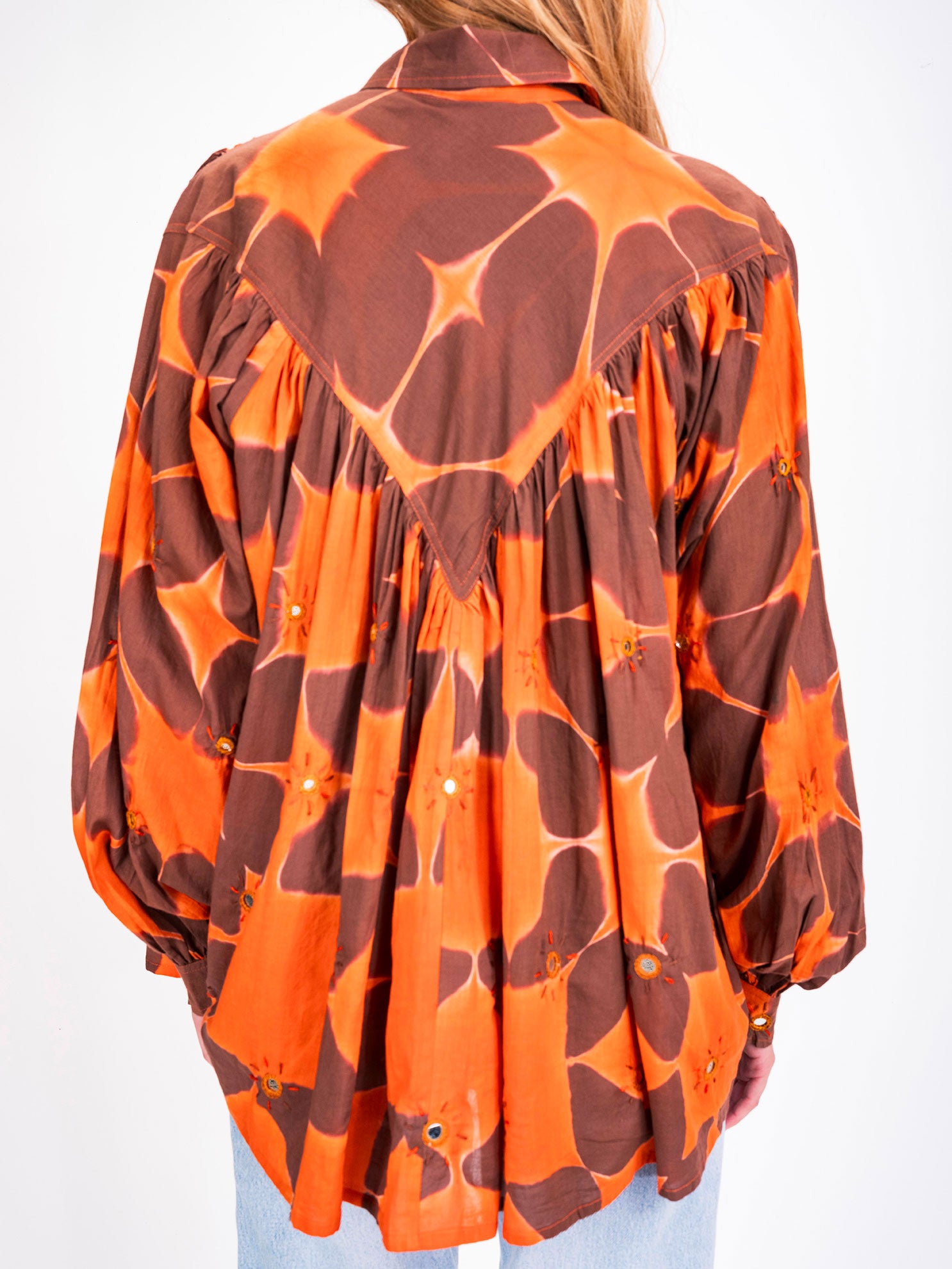 Cramp embroidered orange tie and dye shirt