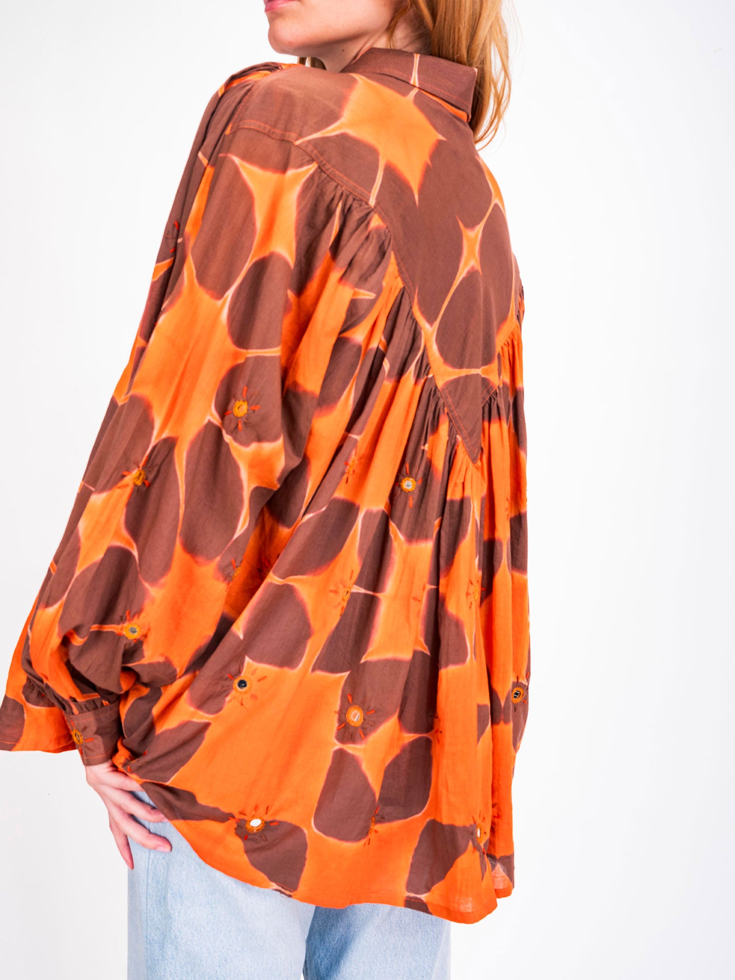 Cramp embroidered orange tie and dye shirt