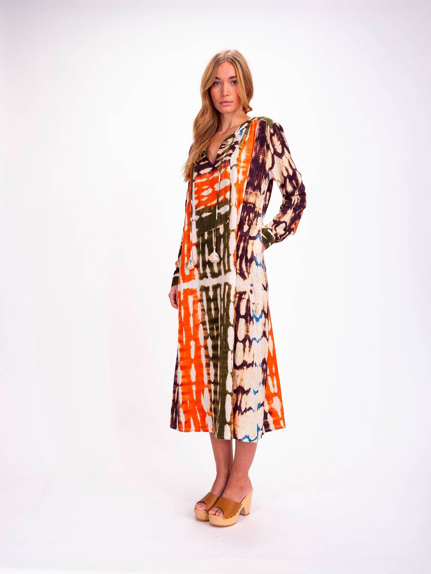 Orange Tie and Dye Long Dress