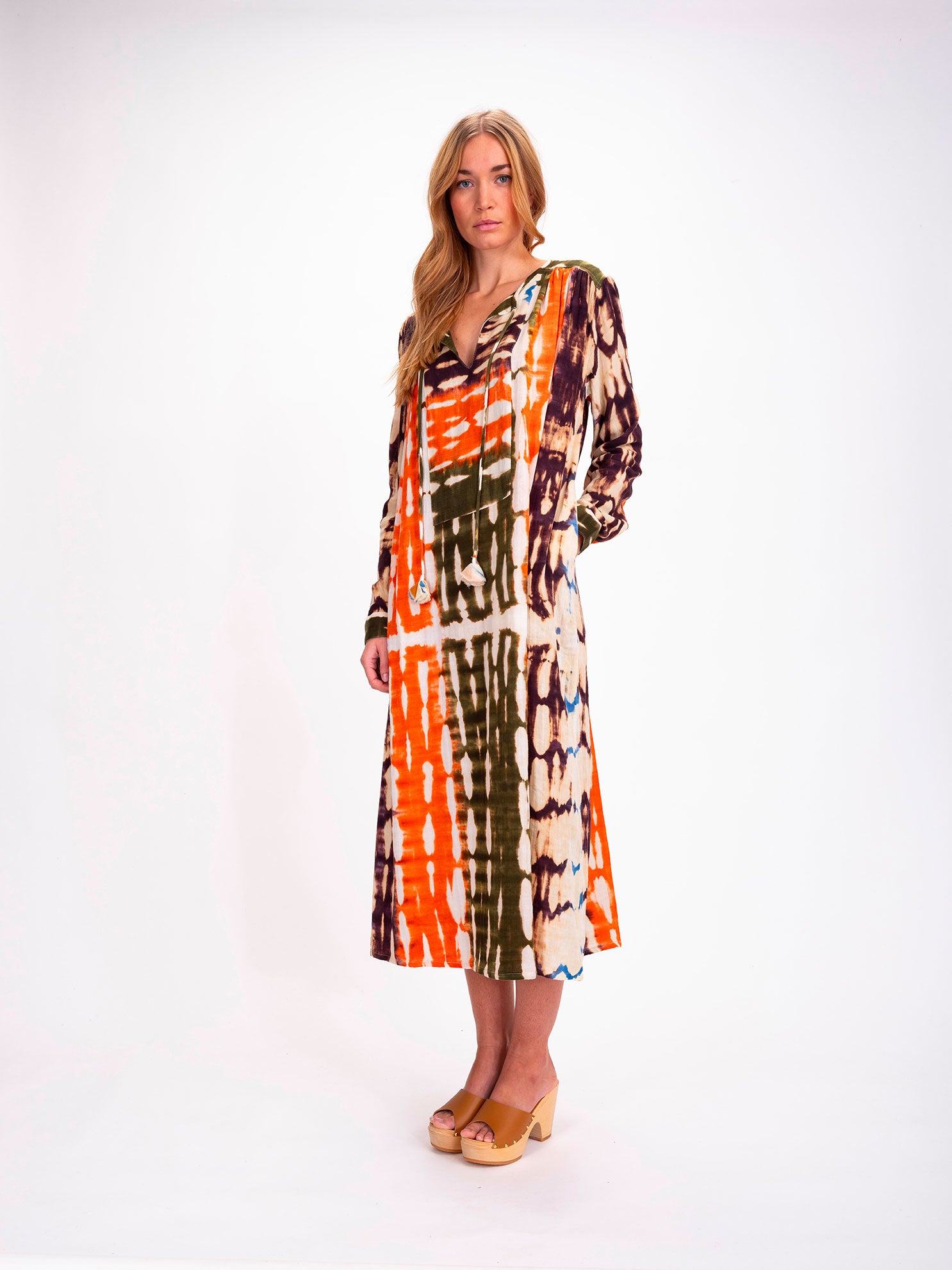 Orange Tie and Dye Long Dress