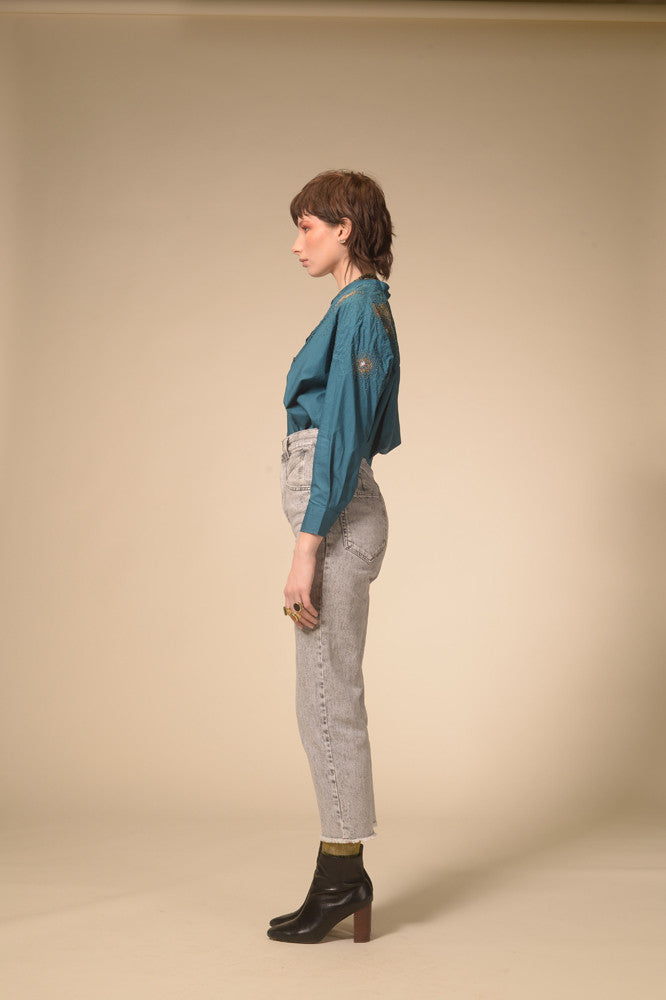 Star-studded teal blue shirt