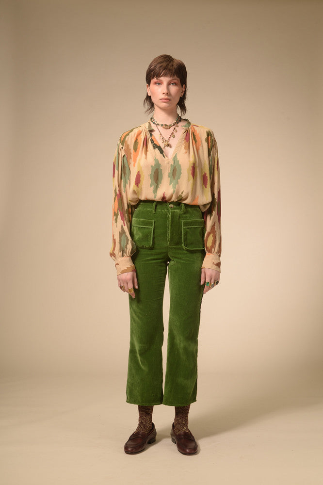 Beige Ikat printed blouse