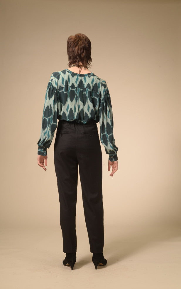 Blue Ikat printed cotton blouse