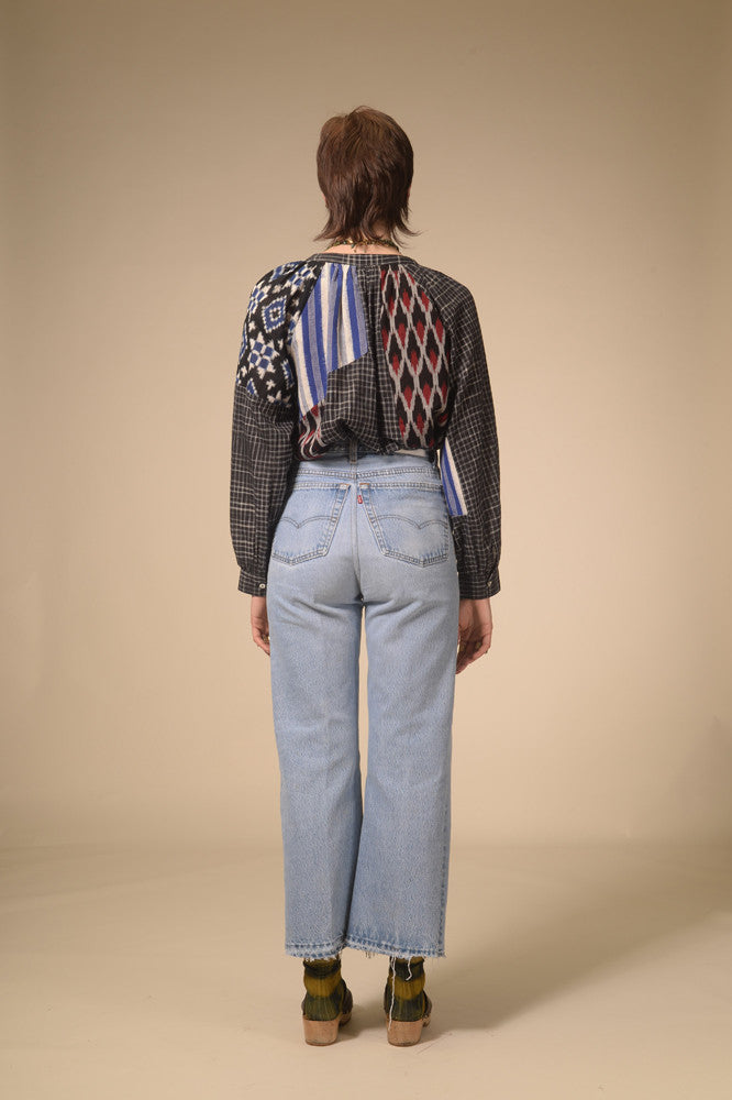 Ekam black patchwork blouse