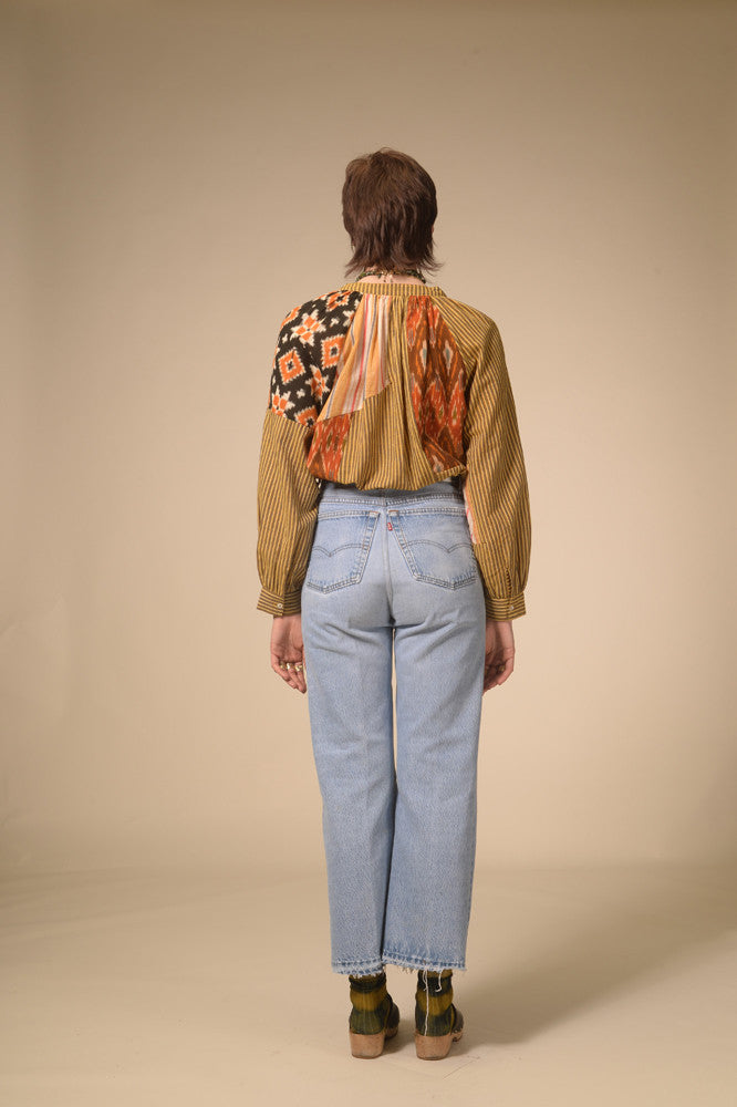 Ekam mustard patchwork blouse
