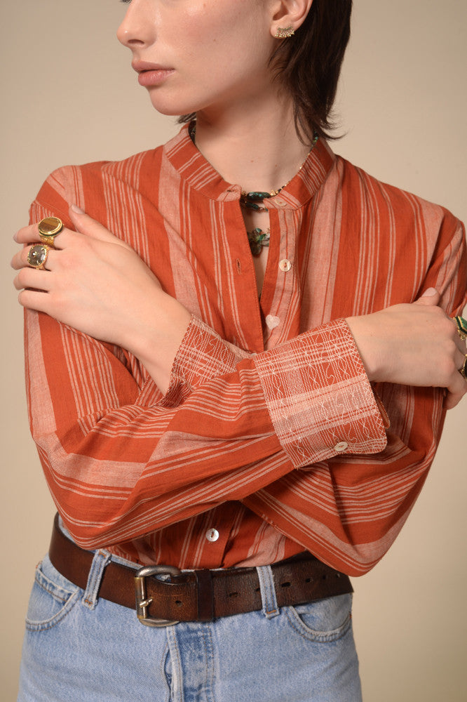Jil terracotta striped shirt