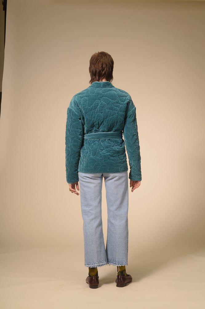 Sirva duck blue quilted kimono