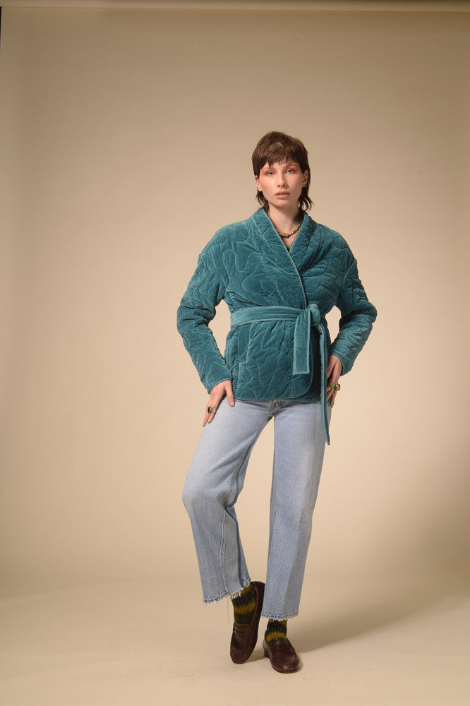 Sirva duck blue quilted kimono