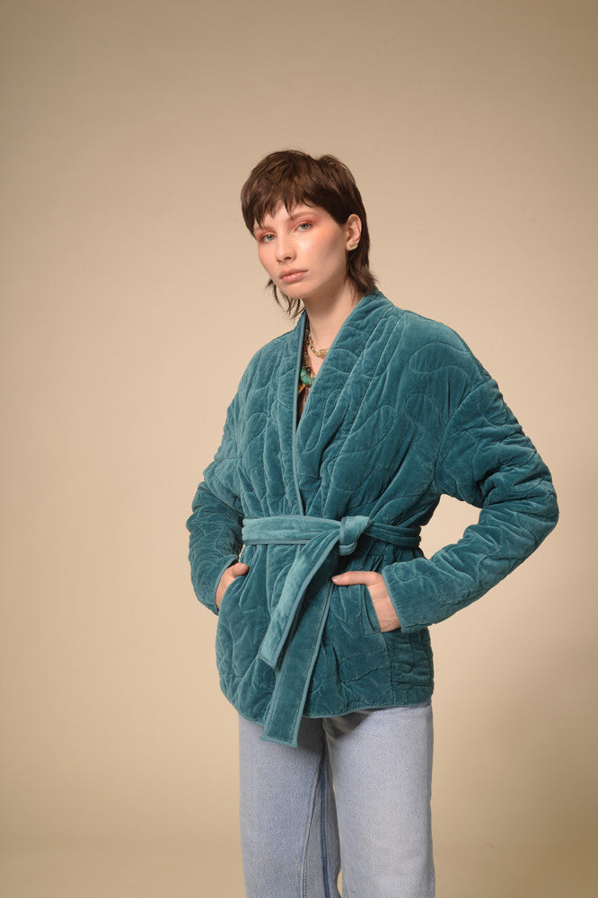 Sirva duck blue quilted kimono