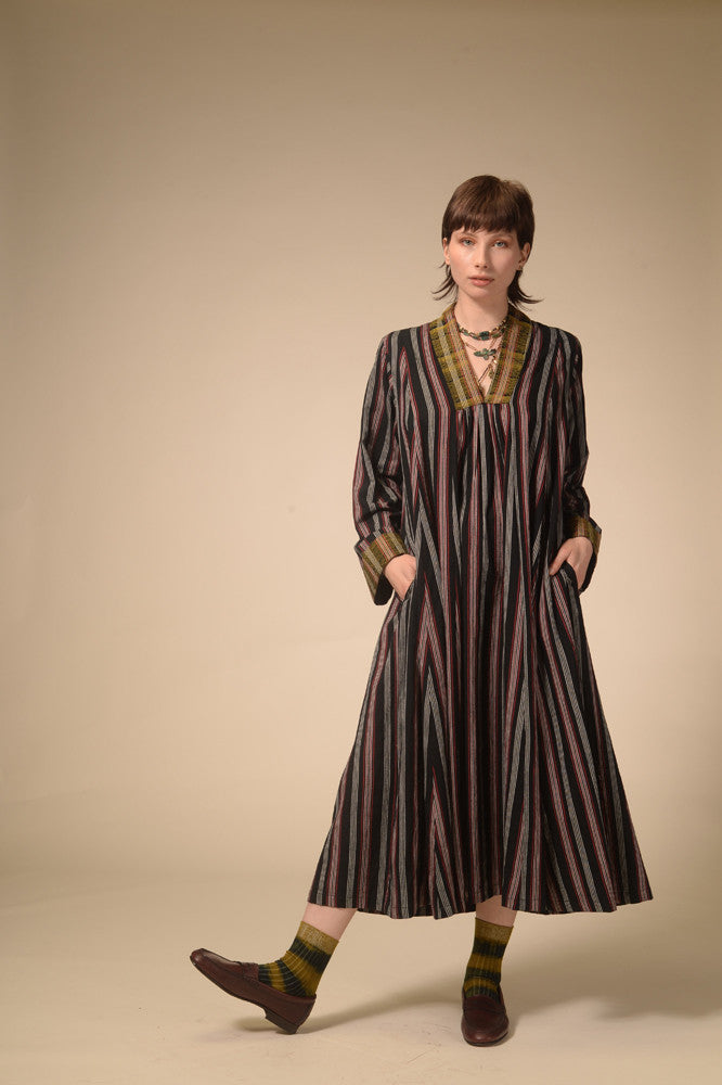 Robe longue rayée noire Jil