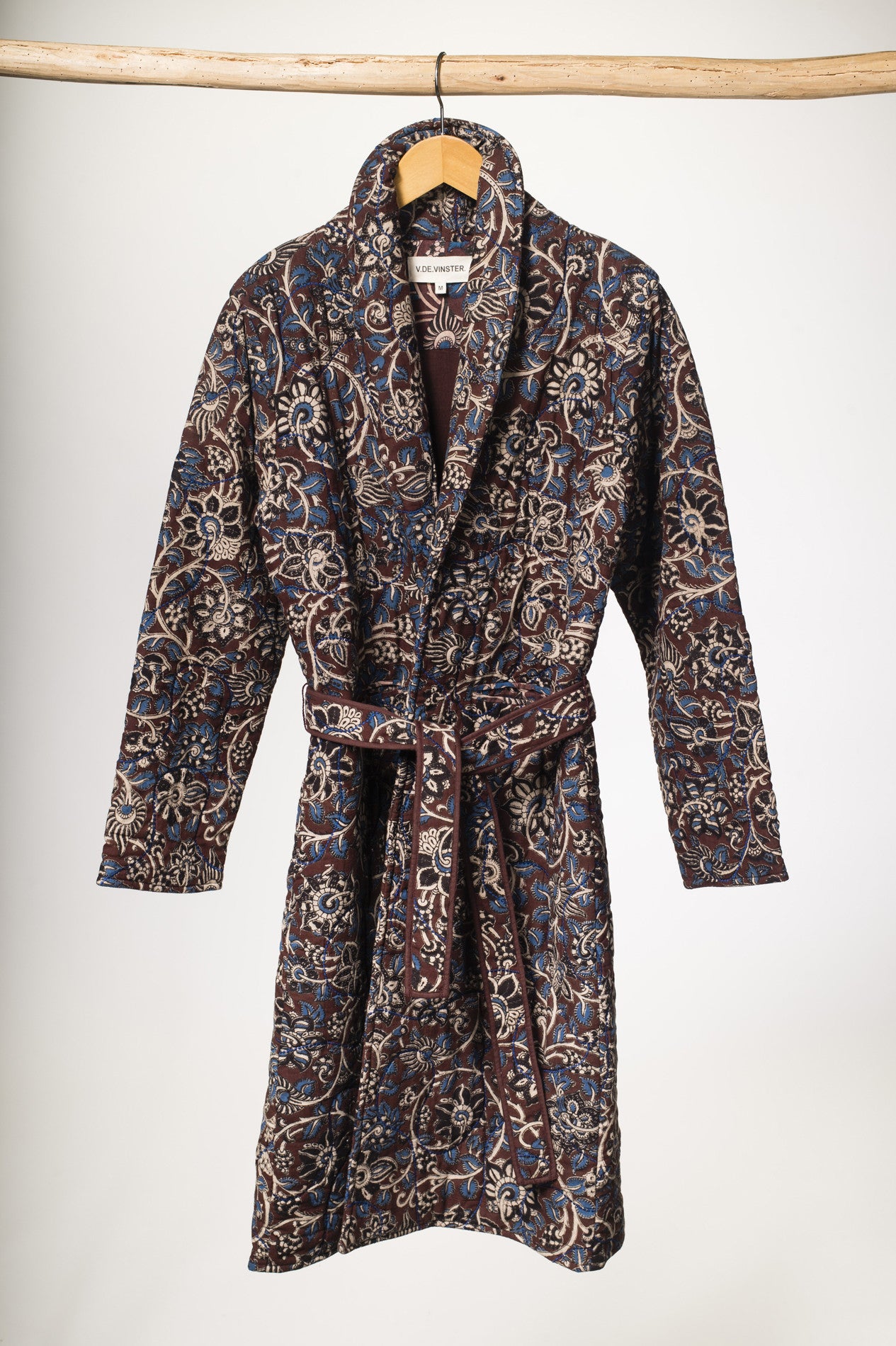 Kalamkari flower print quilted coat