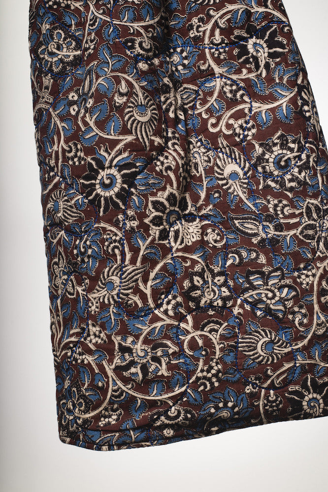 Kalamkari flower print quilted coat