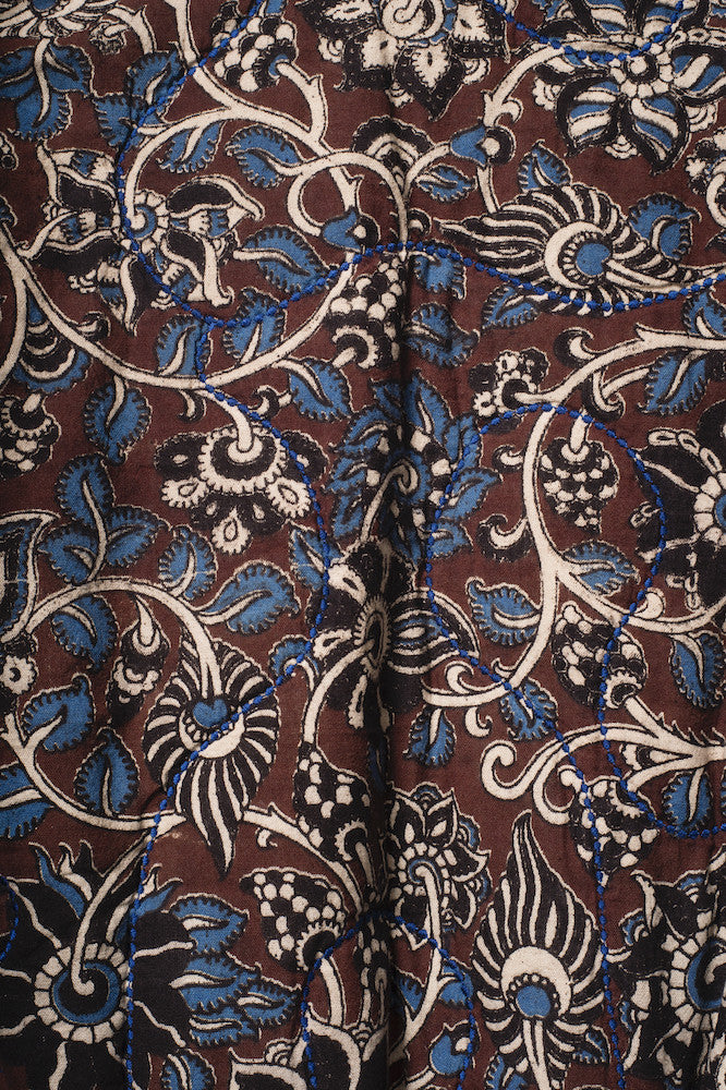Kalamkari flower print quilted coat