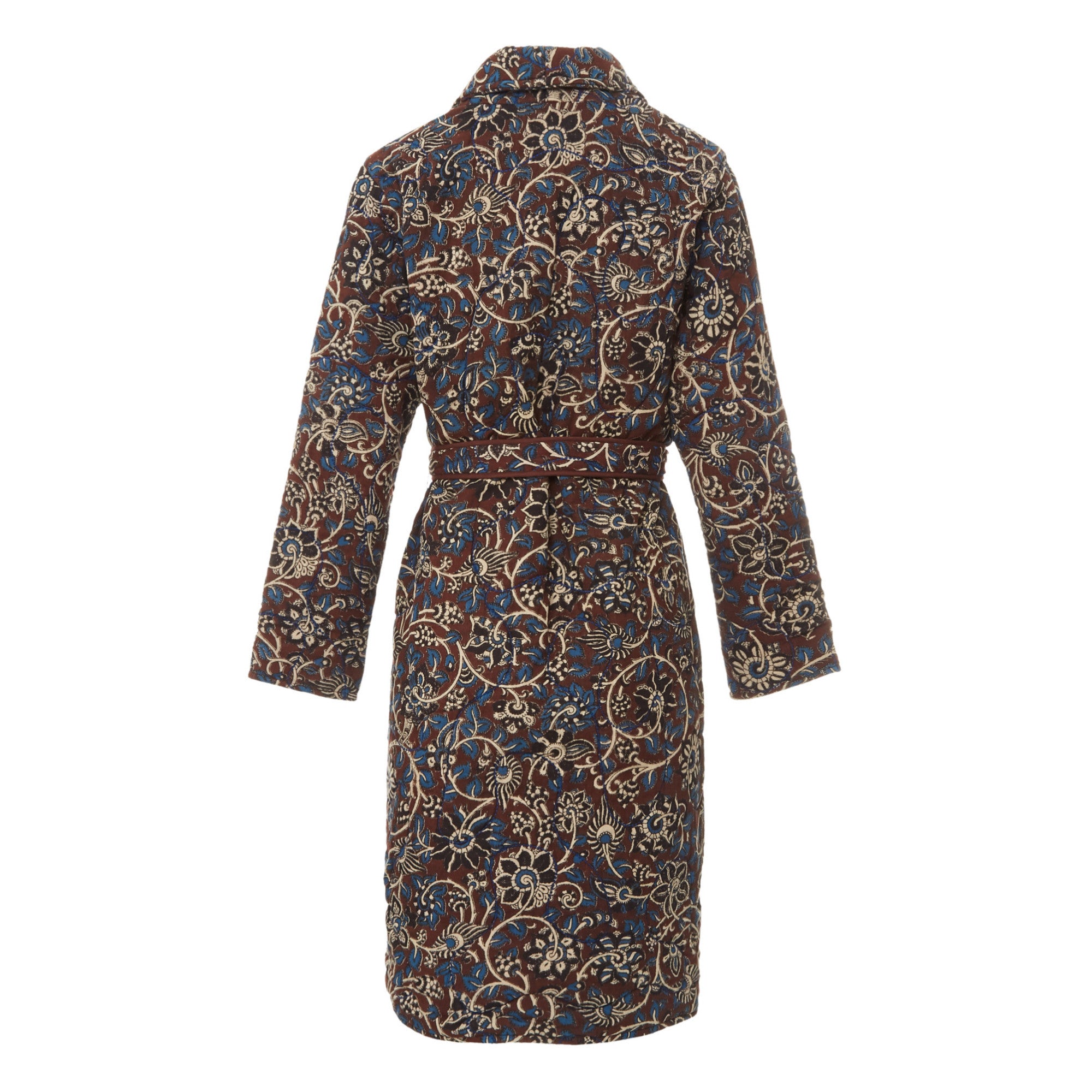 Kalamkari flower print quilted coat