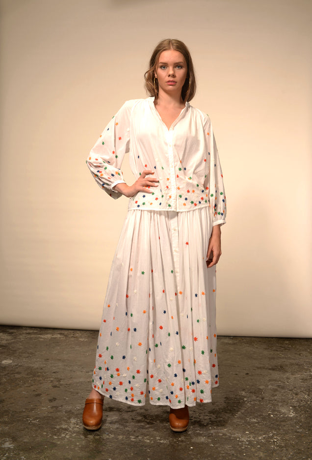 Mata star embroidered long skirt