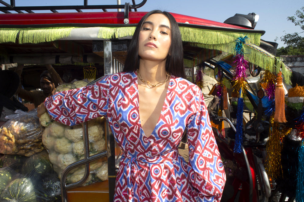 Rakhe ikat print dress