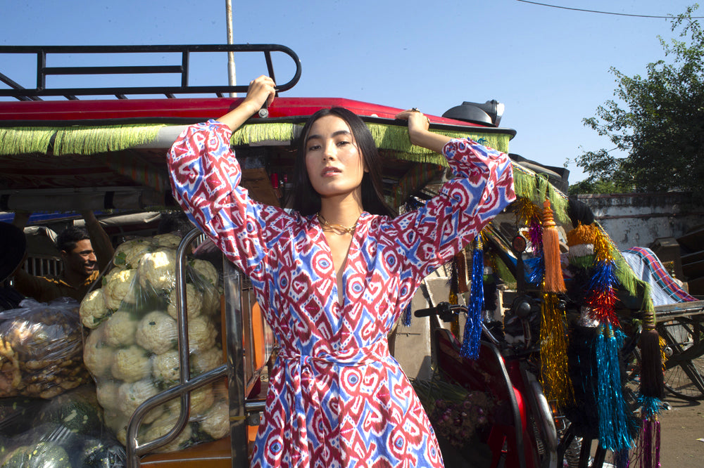 Rakhe ikat print dress