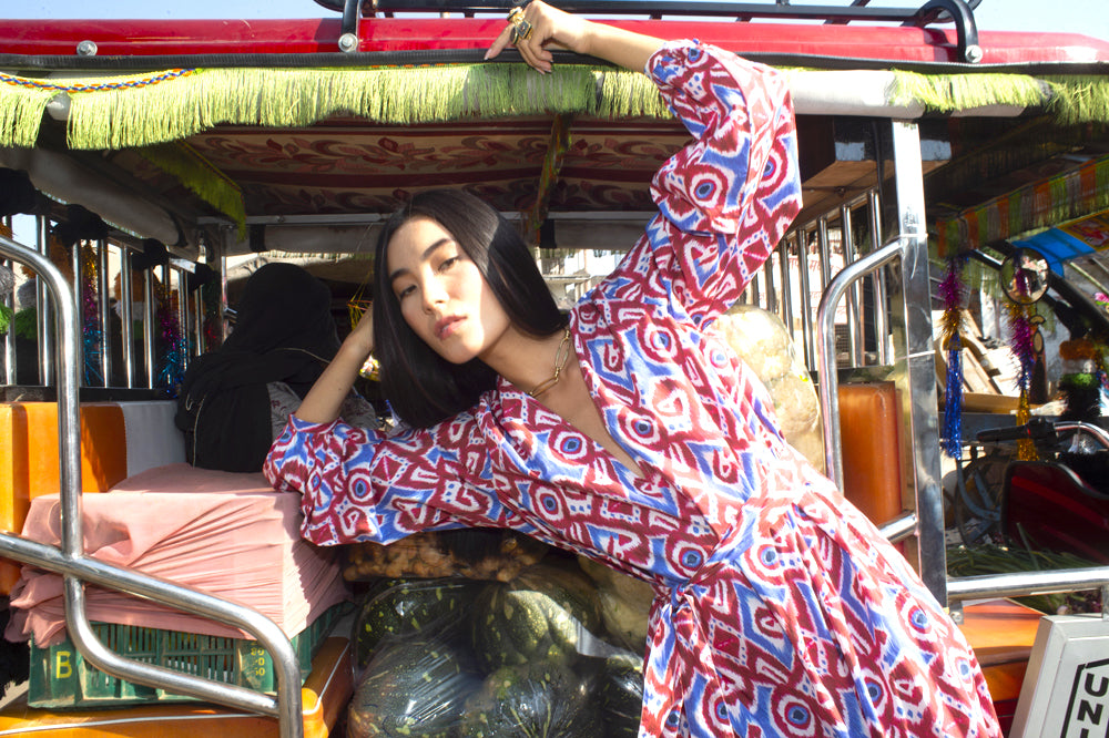 Rakhe ikat print dress