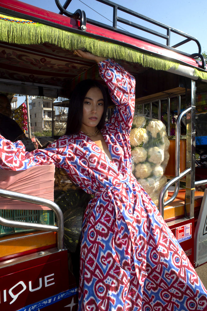 Rakhe ikat print dress