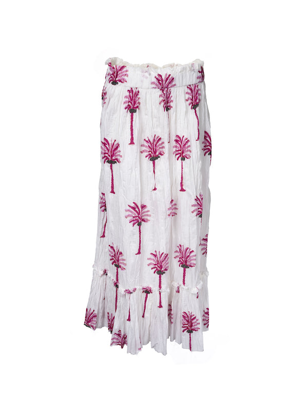 Jupe longue imprimée palmier rose Tree Print