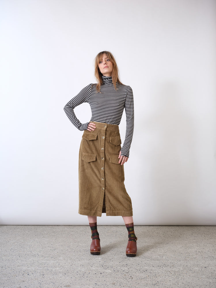 Barbara brown corduroy long skirt
