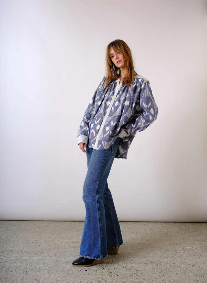 Satnam blue ikat blouse