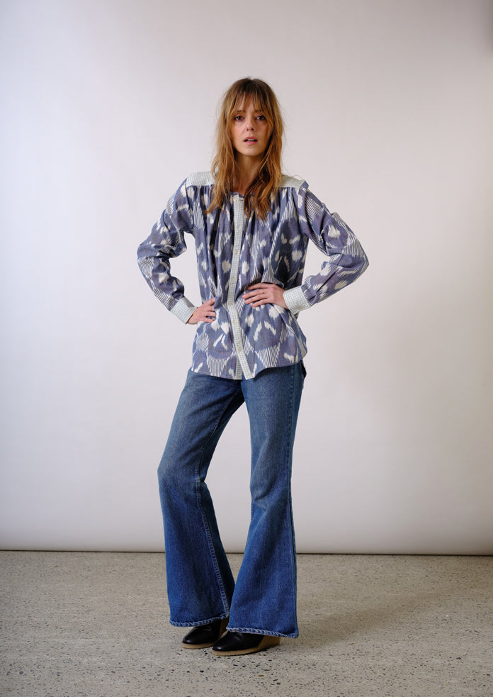 Satnam blue ikat blouse