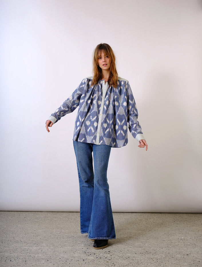 Satnam blue ikat blouse