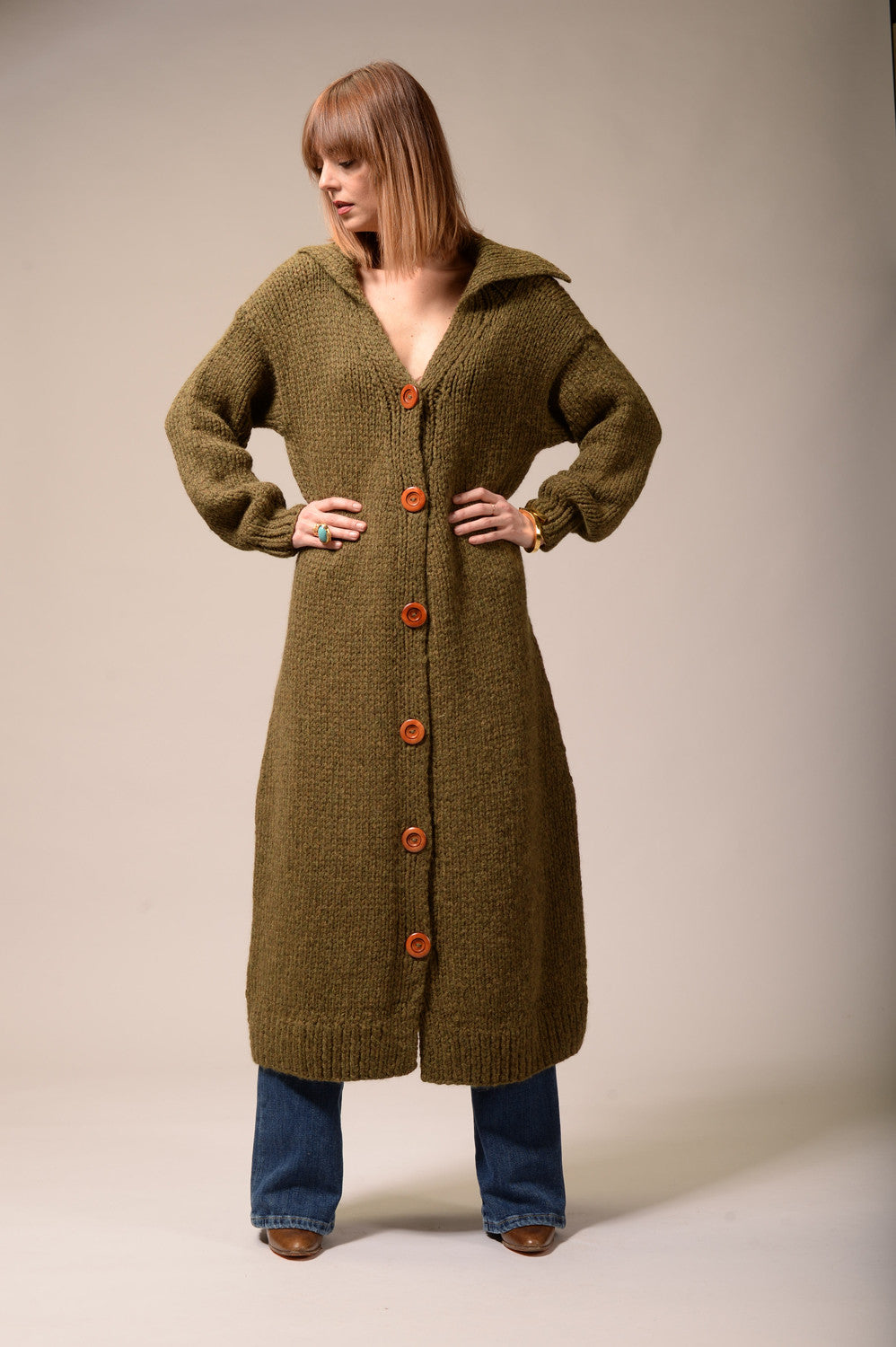 Manteau laine kaki Mars