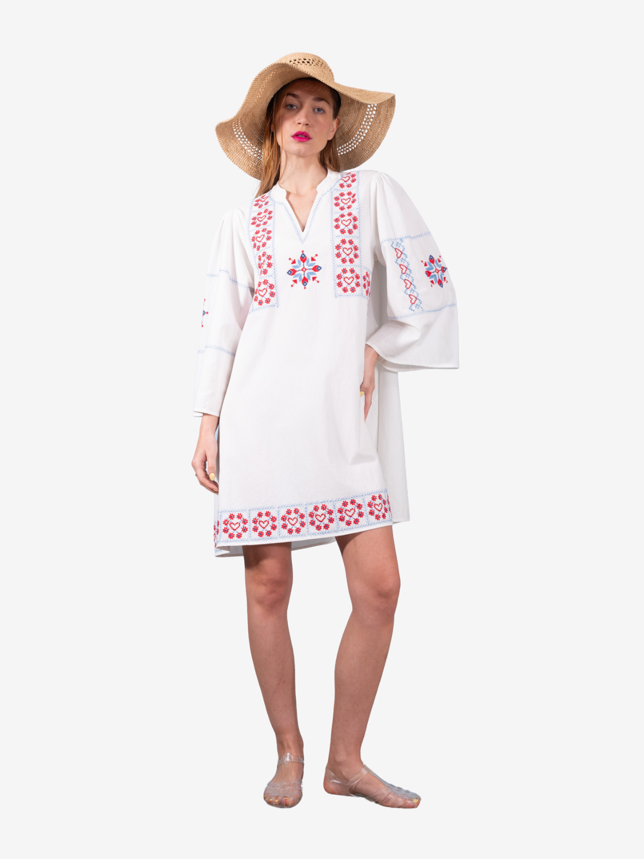 DURGA embroidered white dress