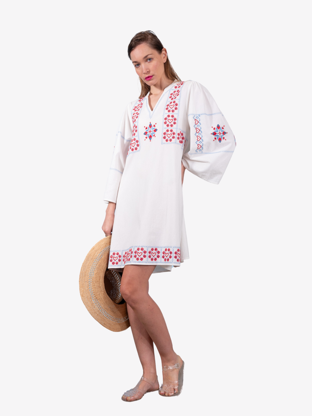 DURGA embroidered white dress