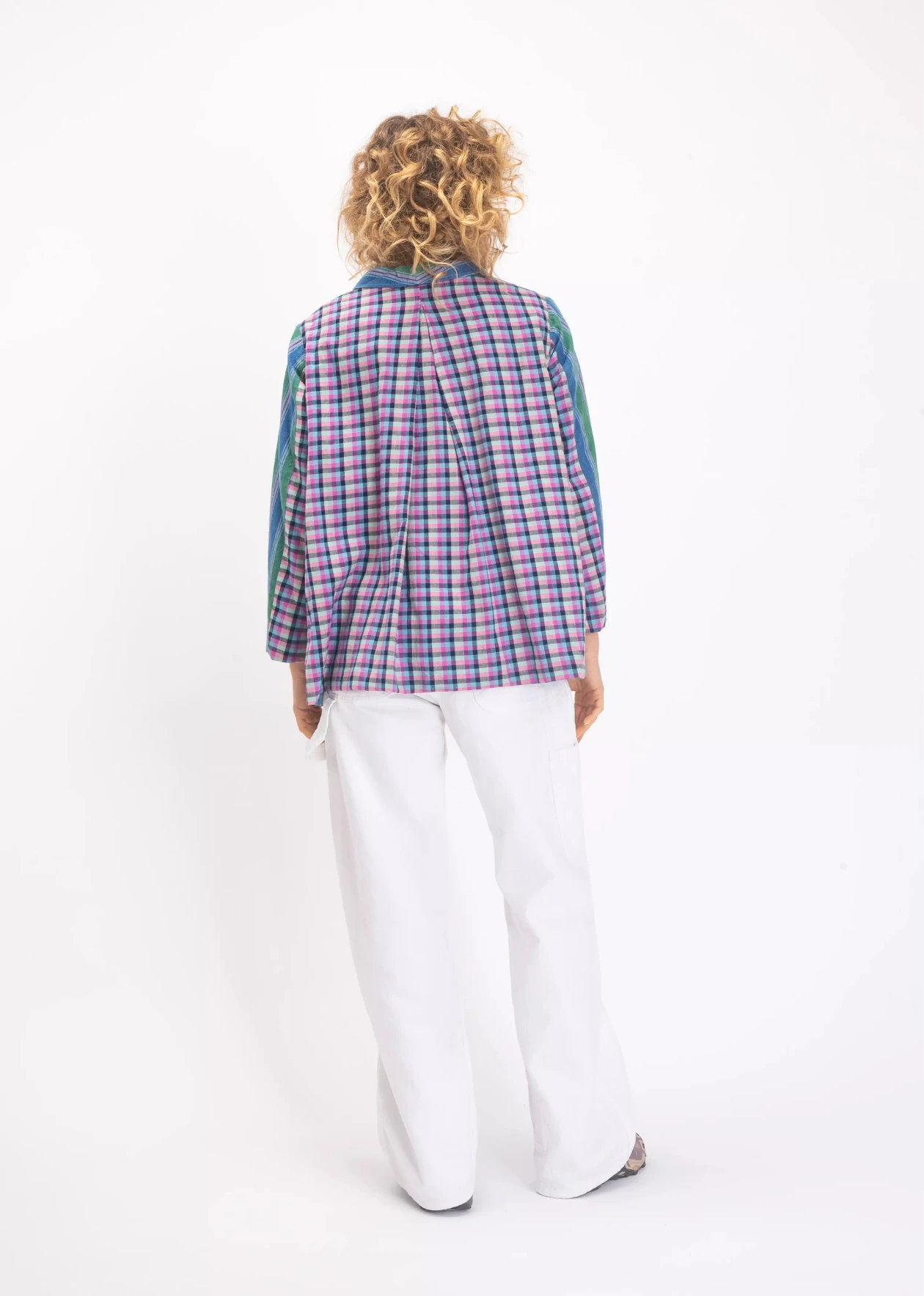v de vinster blouse bleu brodée rayée