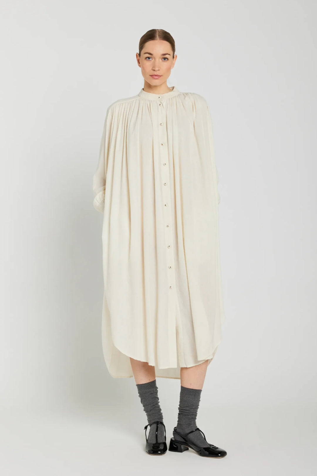 White bourette silk dress CESAR