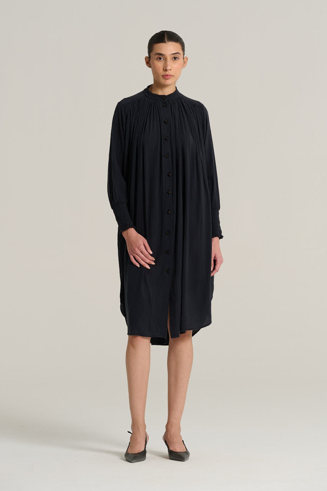 CESAR olive raw silk dress