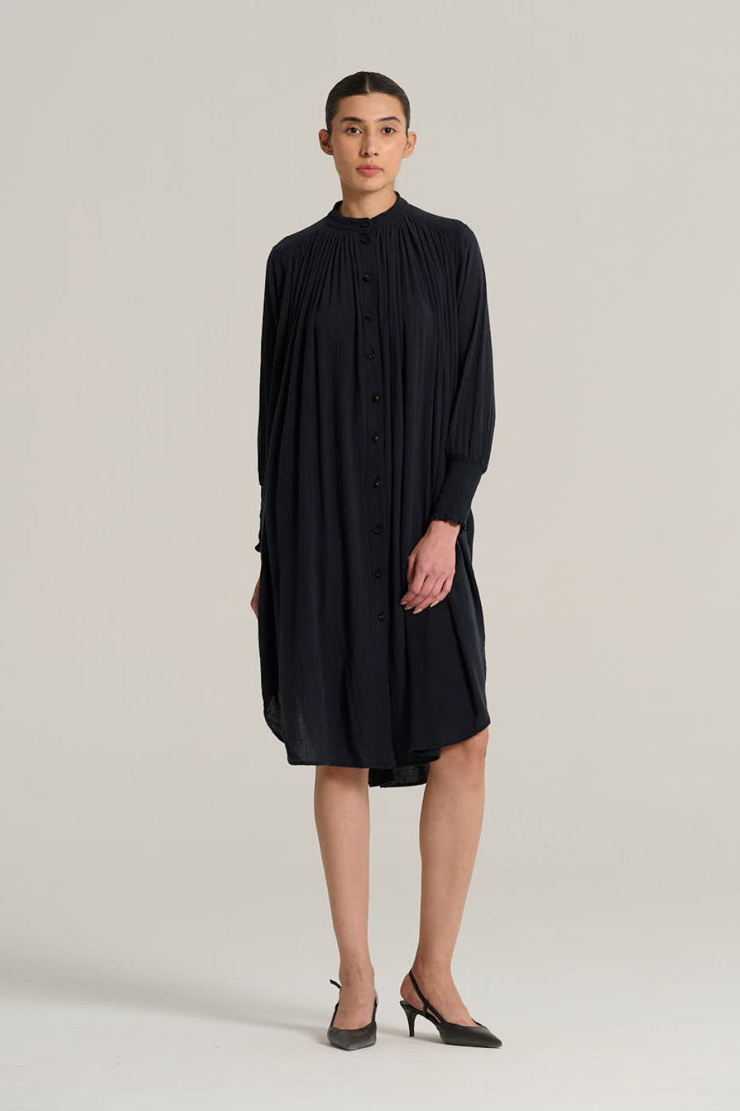 CESAR olive raw silk dress