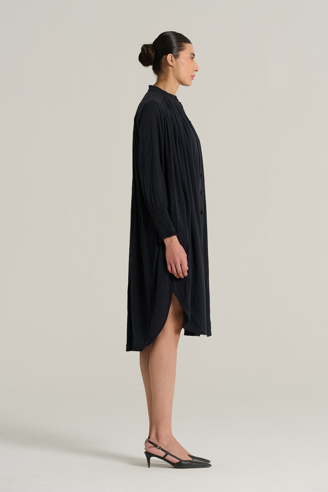 CESAR olive raw silk dress