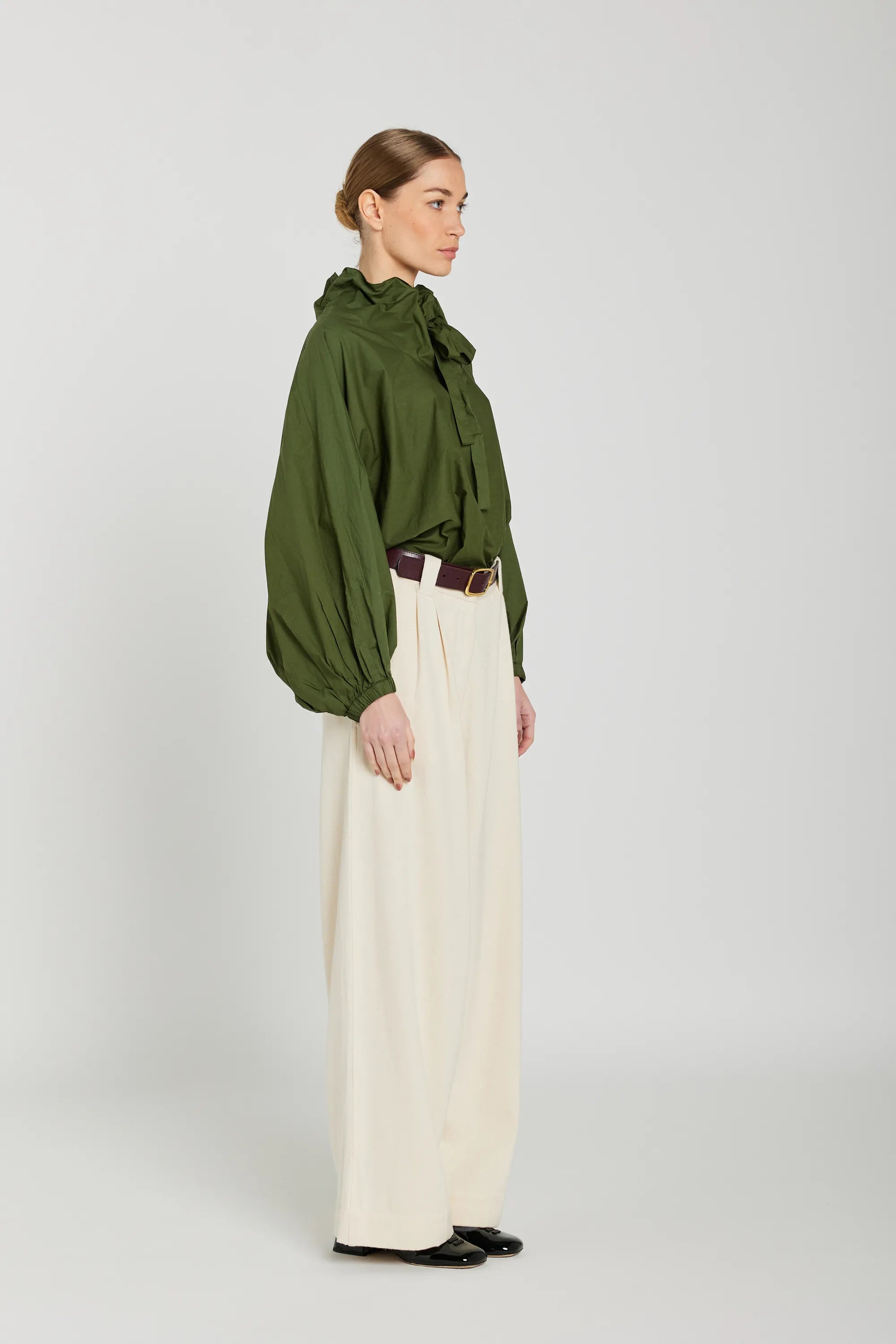 V DE VINSTER CLARA OLIVE BLOUSE COL