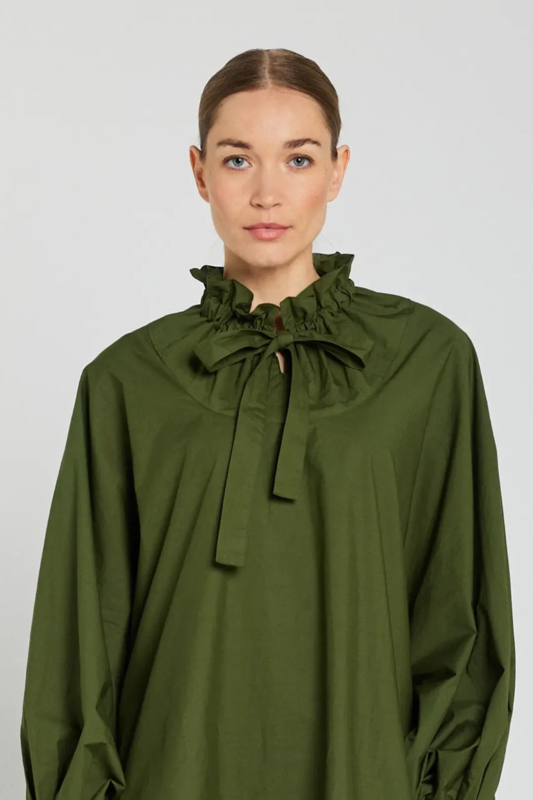 CLARA short olive dress