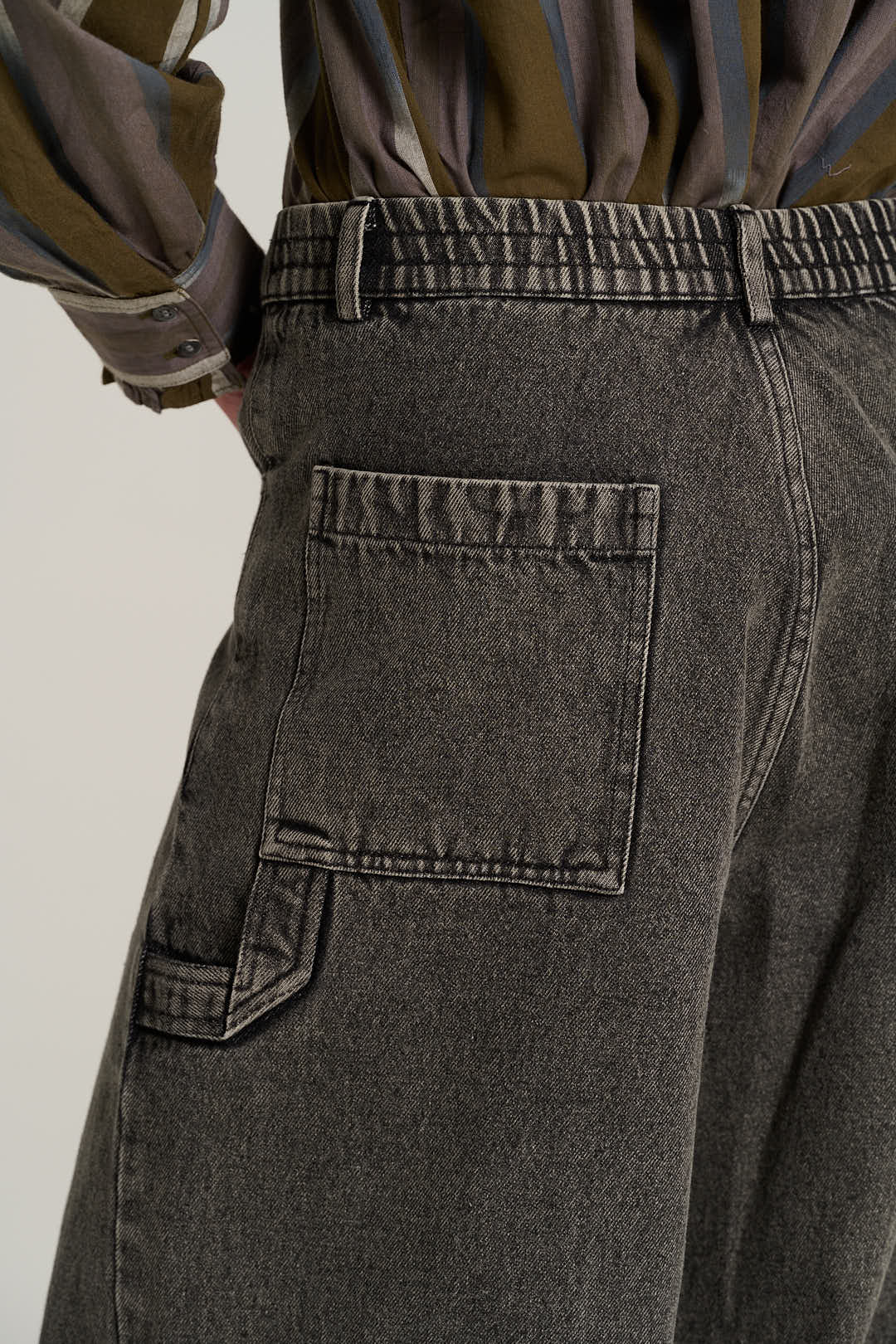 EMILED Washed Black Denim Trousers