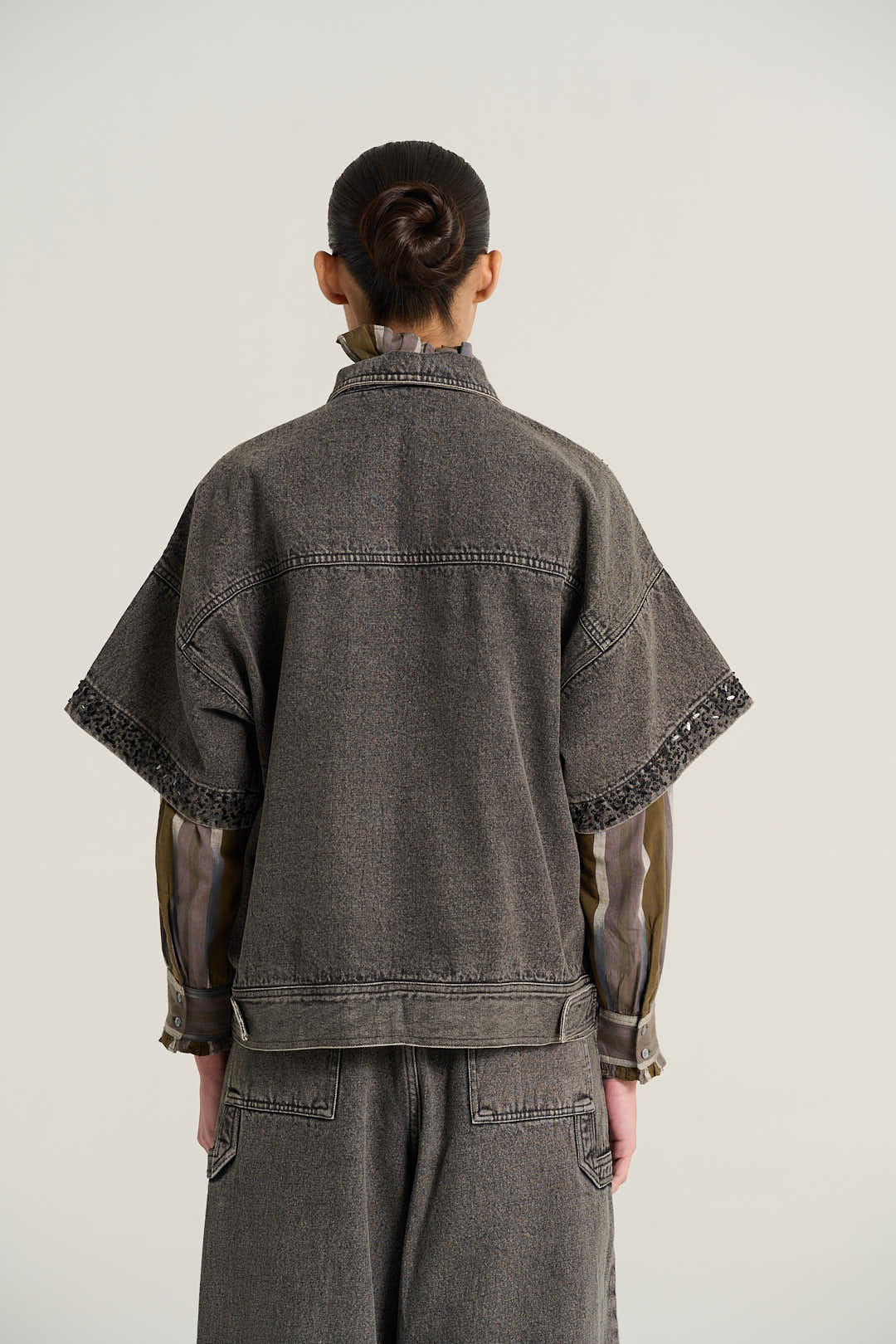 EMILE Black Denim Short-Sleeved Jacket