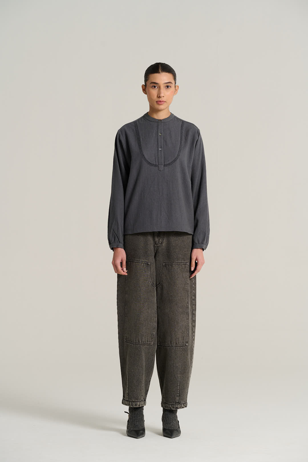 Joseph charcoal wool blouse