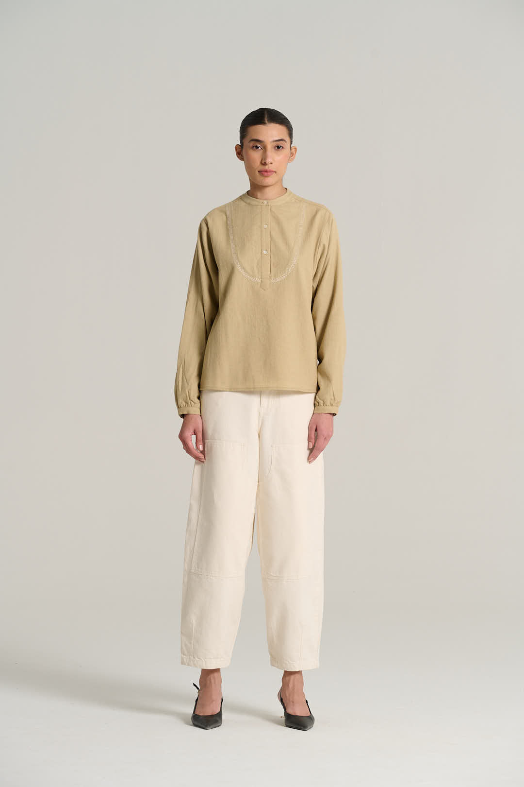 EMILE cream denim trousers