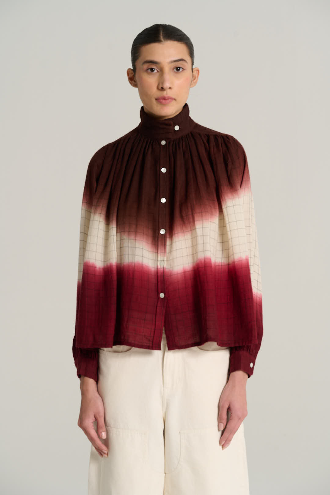 MARIUS burgundy tie-dye blouse