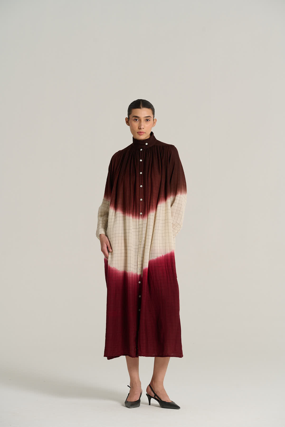 MARIUS burgundy tie-dye dress