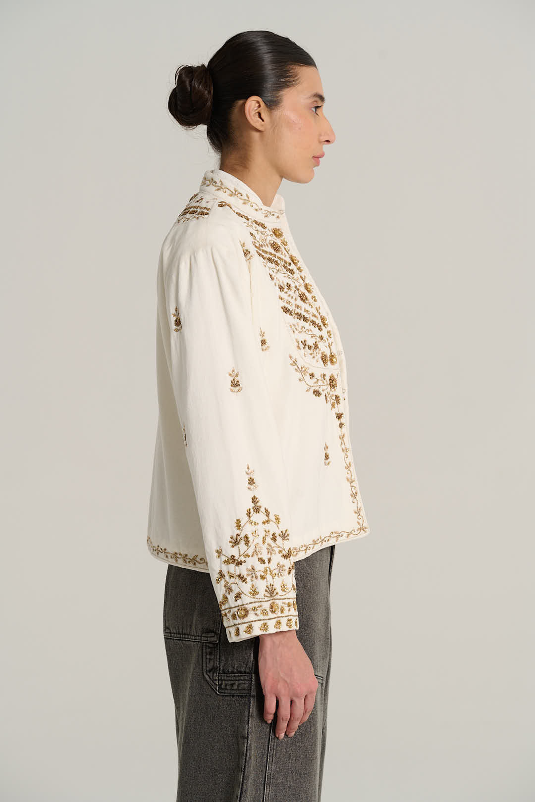 CAMILLE White Velvet Jacket