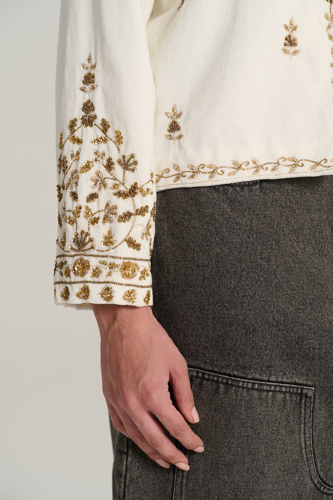 CAMILLE White Velvet Jacket