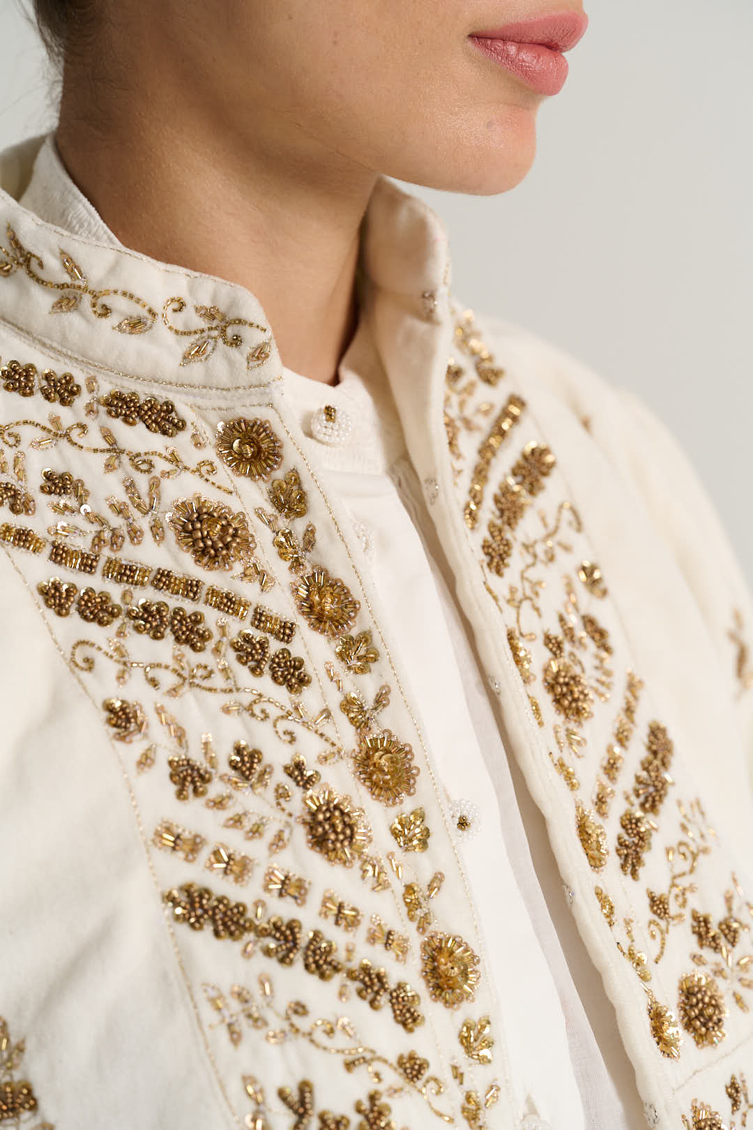 CAMILLE White Velvet Jacket